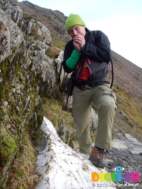 DSCN0189 Marijn standing on snow patch by Pyg track